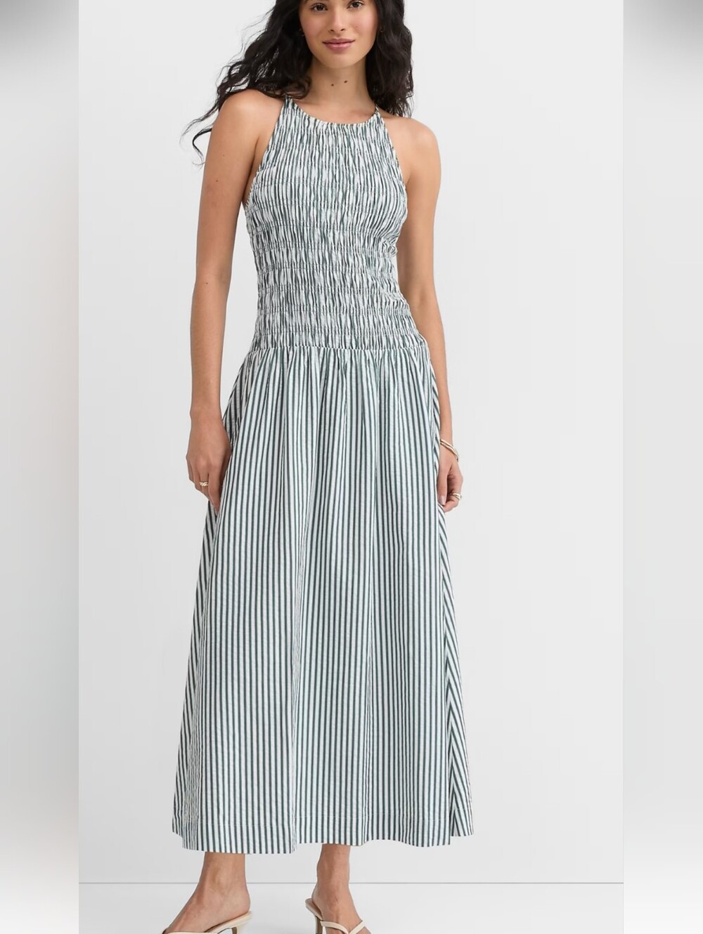 Loft Smocked Halter Midi Dress NWT
